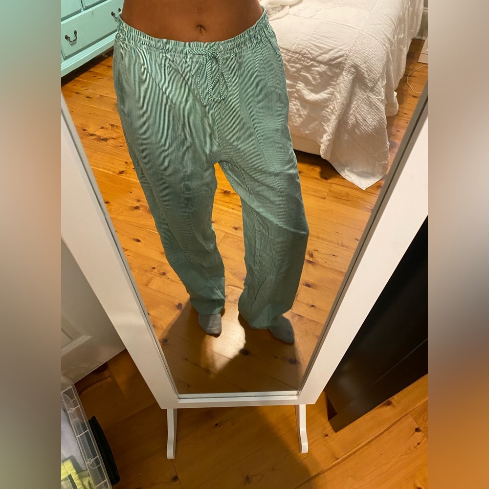 Light Green Straight Leg Drawstring Pants